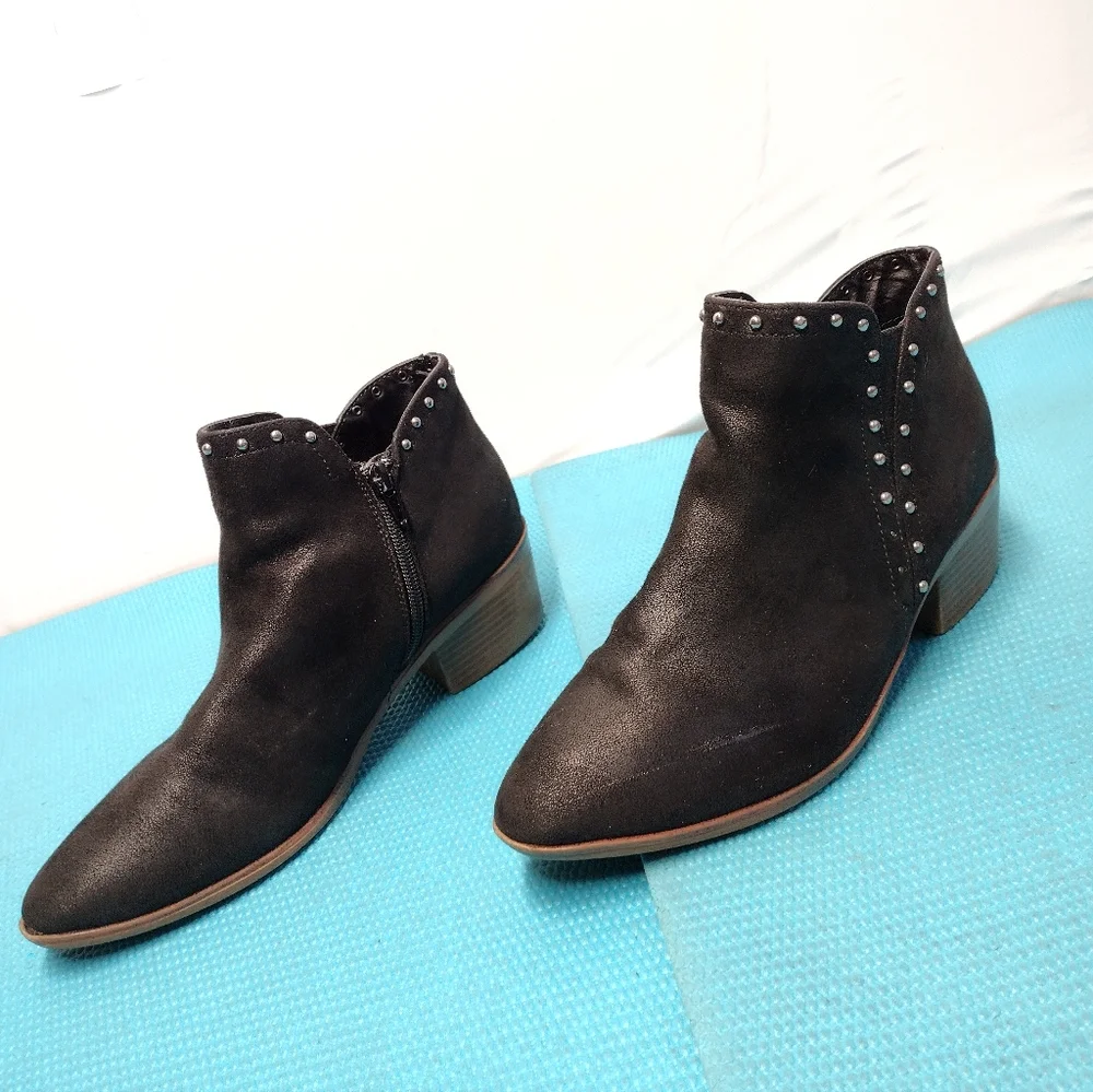 MIA Womens Studded Ankle Booties Faux Leather Side Zip 8.5